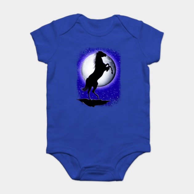 Wild Horse on Blue Moon Baby Bodysuit by BluedarkArt